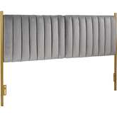 Chloe King Headboard in Grey Velvet & Gold Metal